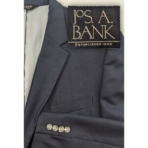 Jos.‎ Bank Blazer Coat Sport Suit Jacket Silk Wool Pale Blue Nailhead 46R Slim
